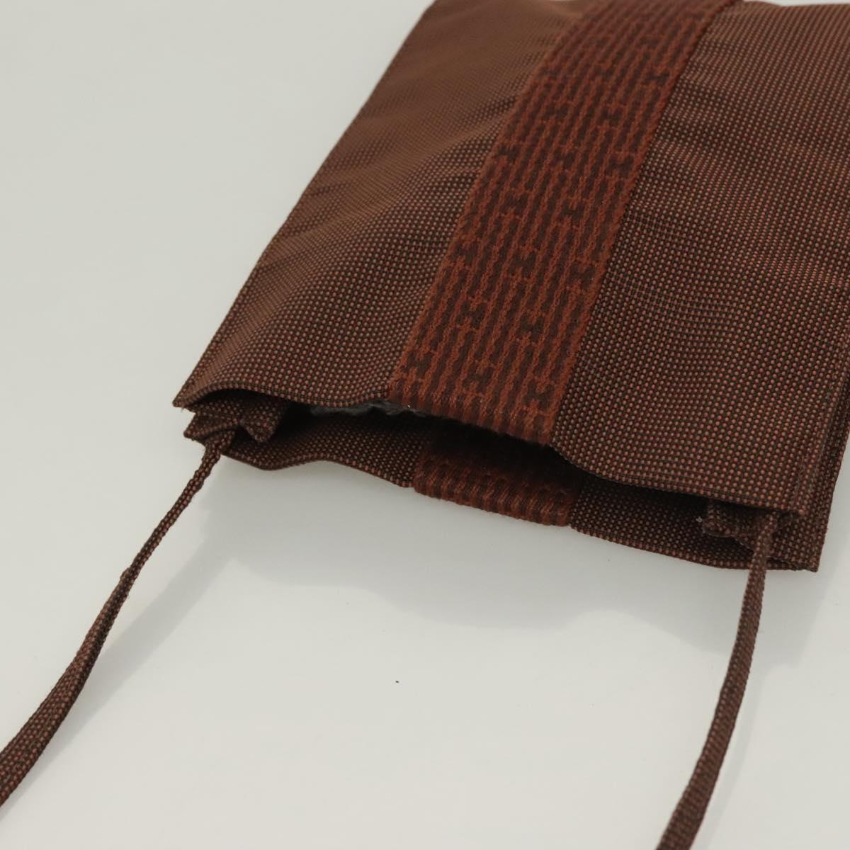 HERMES Her Line Shoulder Bag Canvas Brown Auth 134458