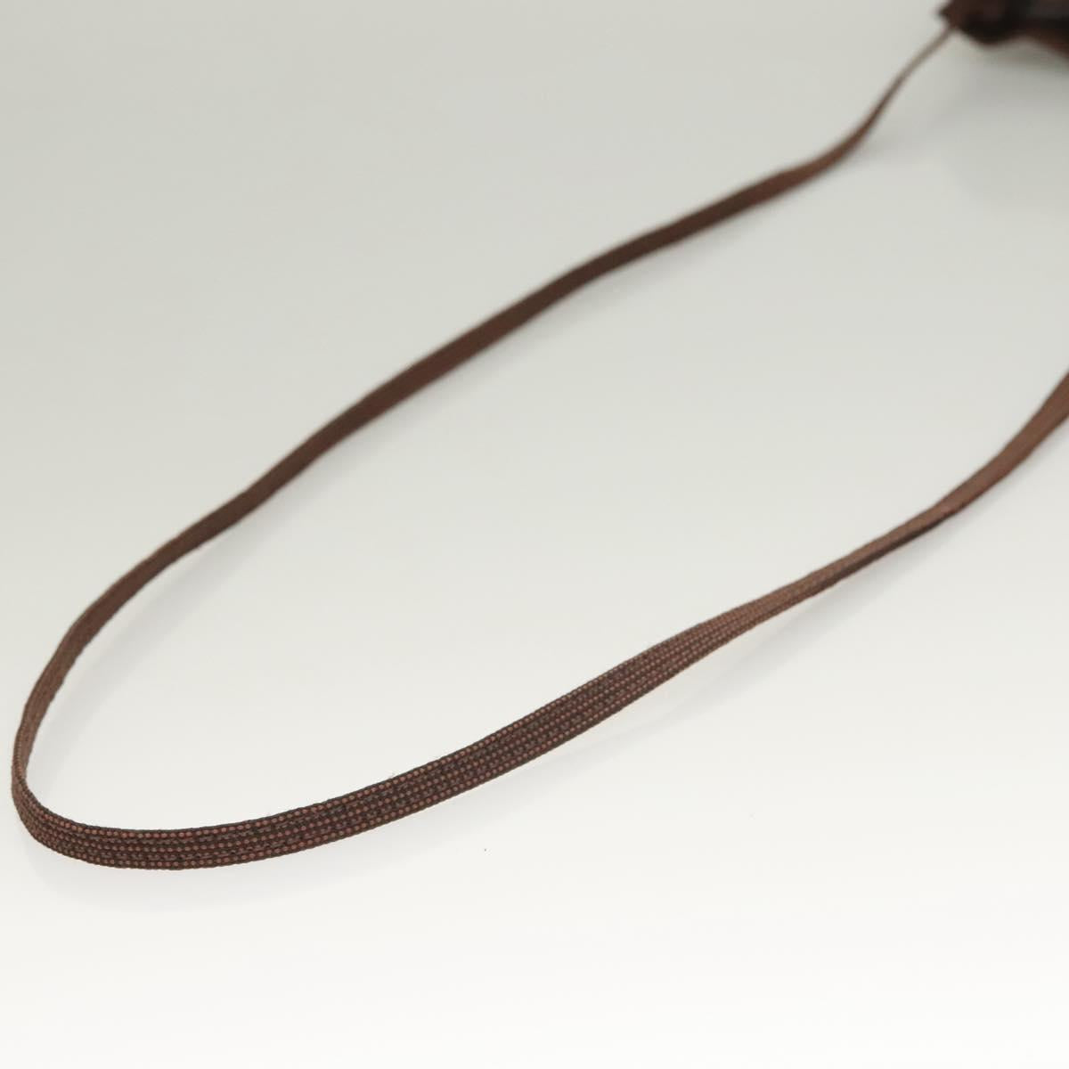 HERMES Her Line Shoulder Bag Canvas Brown Auth 134458