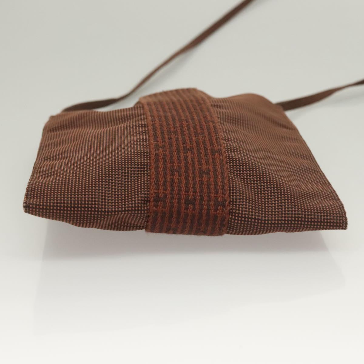 HERMES Her Line Shoulder Bag Canvas Brown Auth 134458