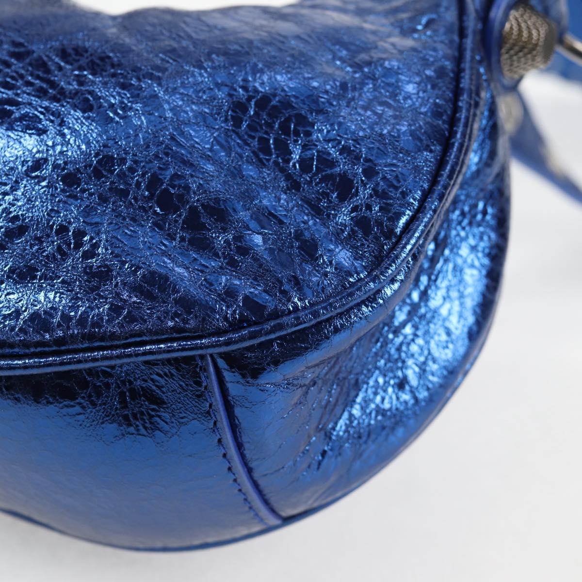 BALENCIAGA Luka Goal Shoulder Bag Leather Blue Silver 671309 Auth 134466M