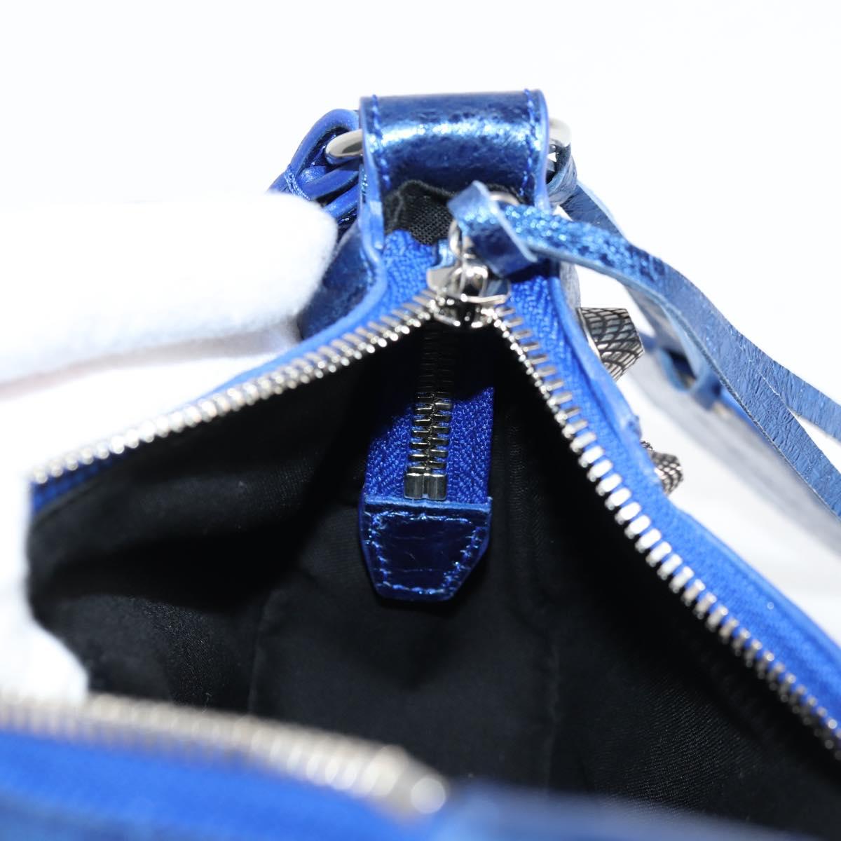 BALENCIAGA Le Cagole Shoulder Bag Leather Blue Silver 671309 Auth 134466SAM