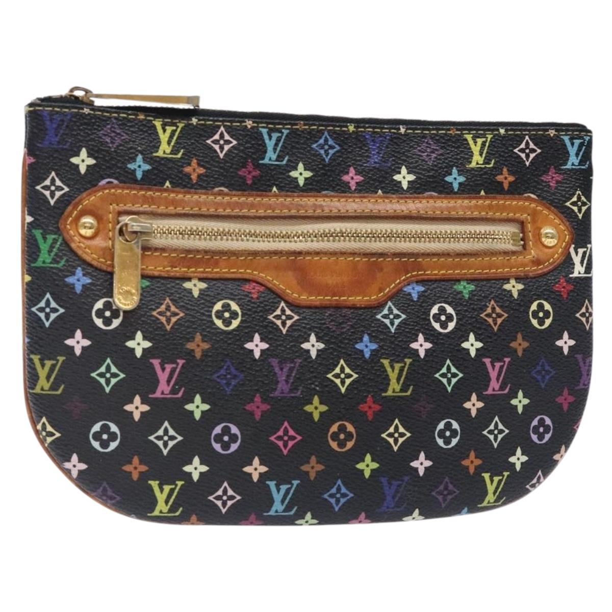 LOUIS VUITTON Monogram Multicolor Pochette GM Pouch Black M60027 LV Auth 134468