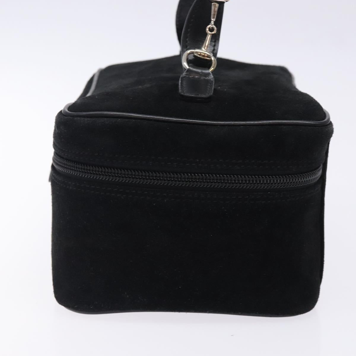 GUCCI Vanity Cosmetic Pouch Suede Black Silver 032 1705 0140 Auth 134479