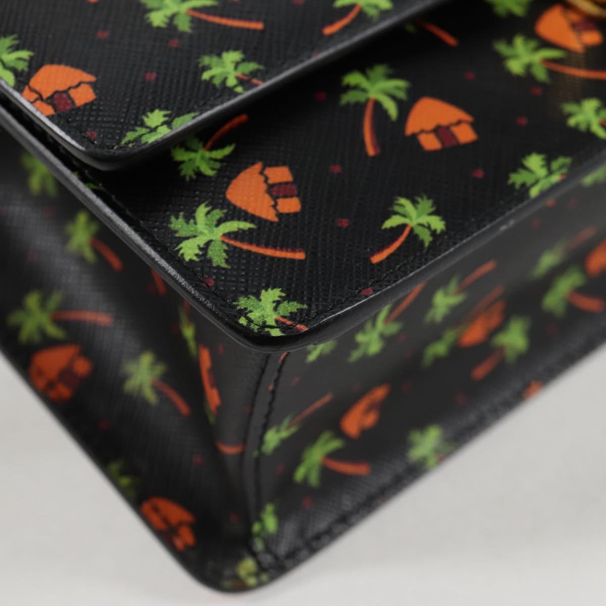 PRADA Shoulder Bag Leather Black Gold Auth 134572V