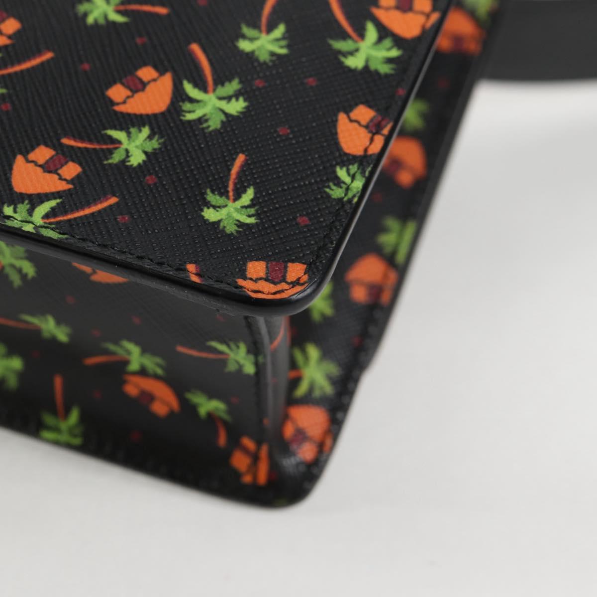 PRADA Shoulder Bag Leather Black Gold Auth 134572V