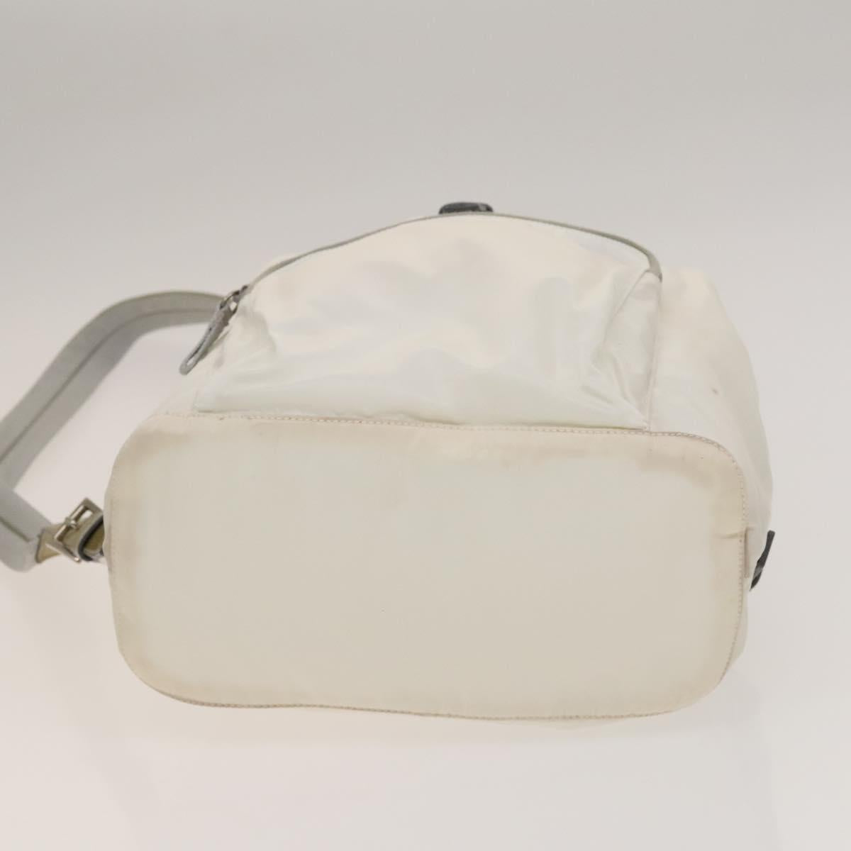 PRADA Backpack Nylon White Silver Auth 134573