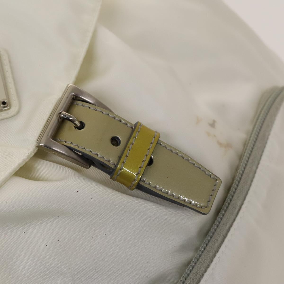 PRADA Backpack Nylon White Silver Auth 134573