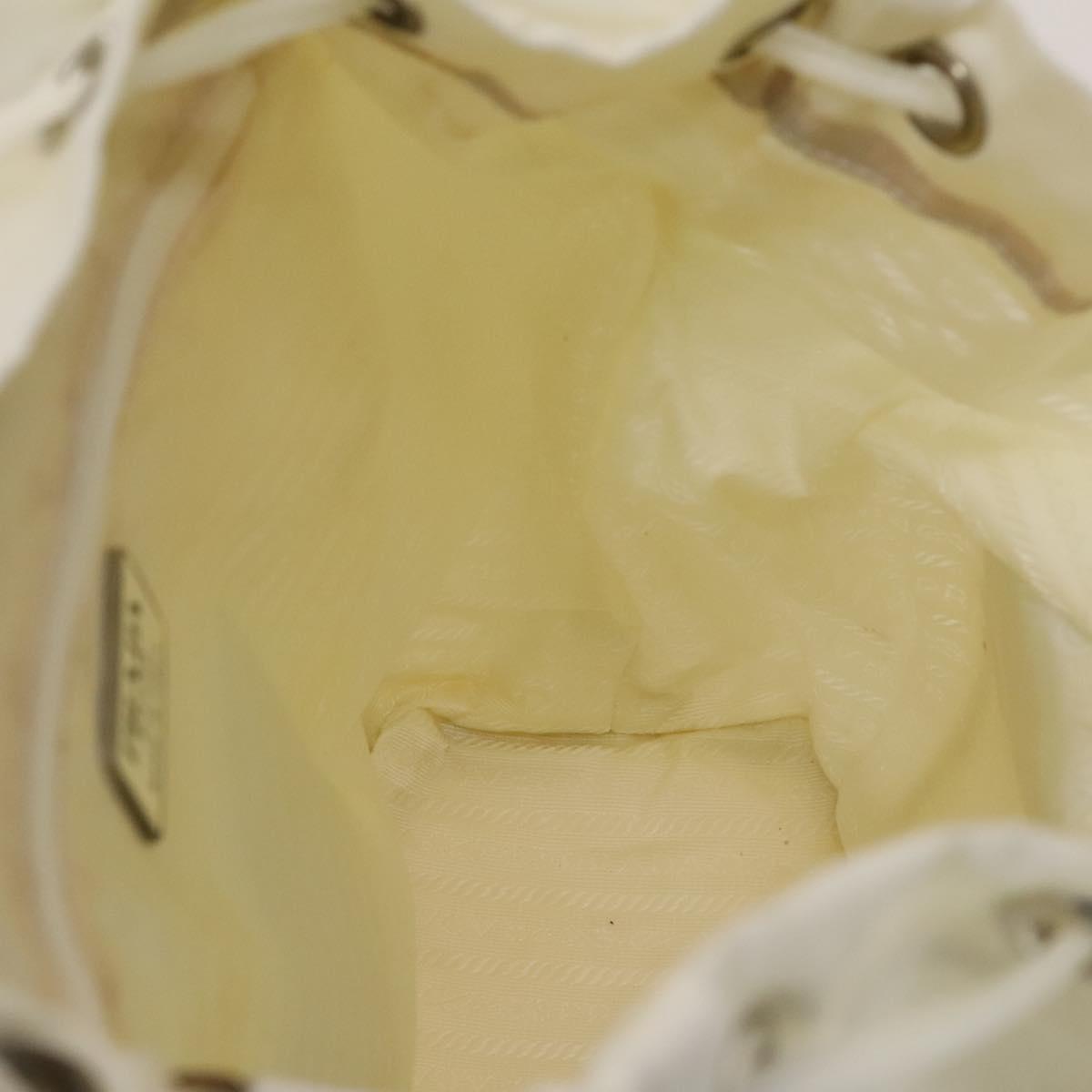 PRADA Backpack Nylon White Silver Auth 134573