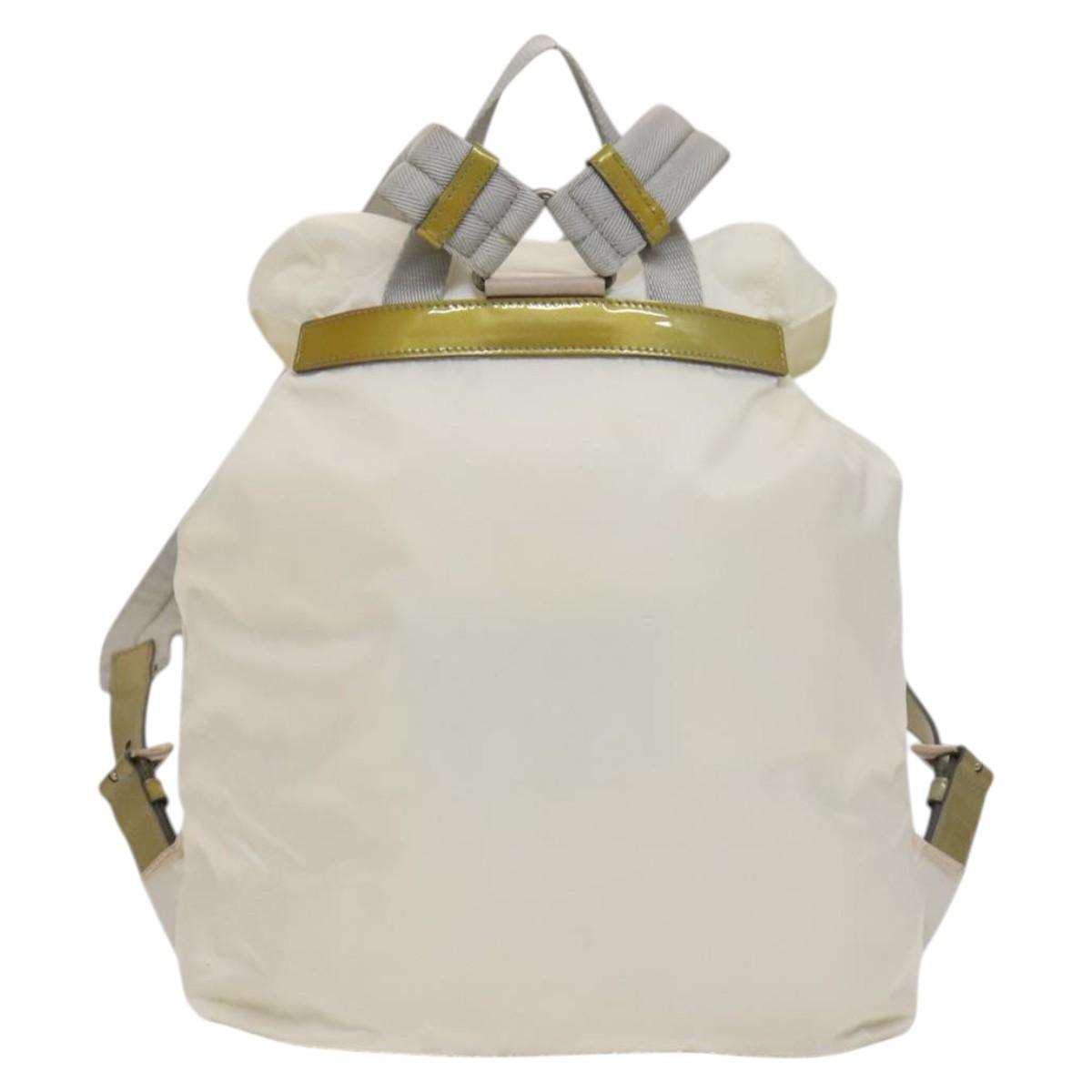 PRADA Backpack Nylon White Silver Auth 134573