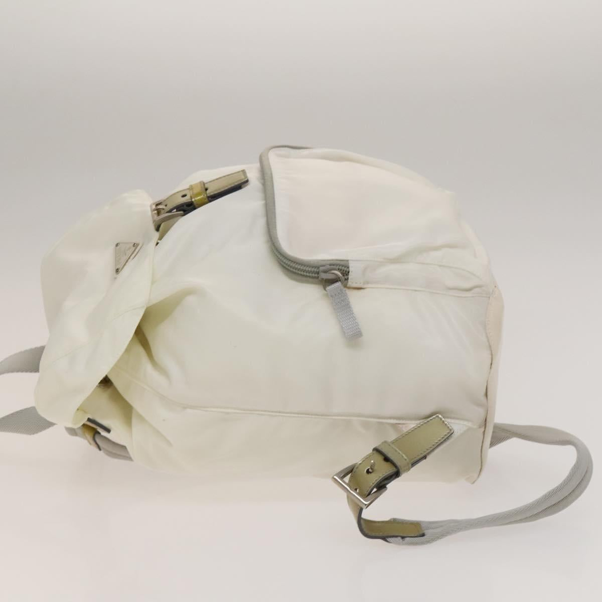 PRADA Backpack Nylon White Silver Auth 134573