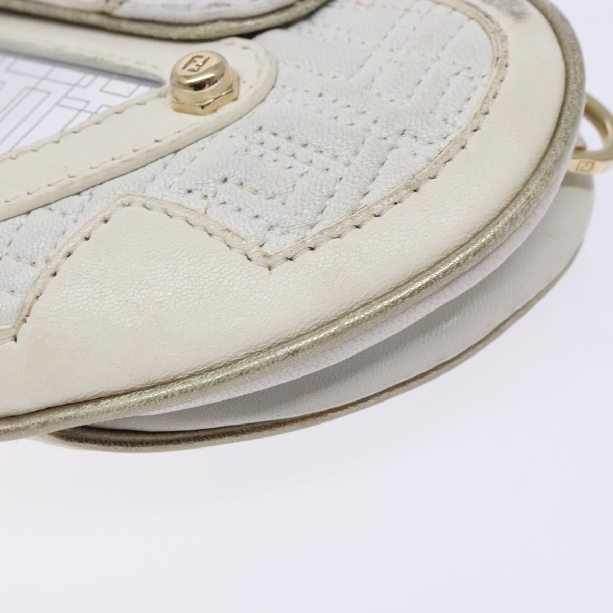 FENDI Zucca Canvas Hand Bag White Gold Auth 134574