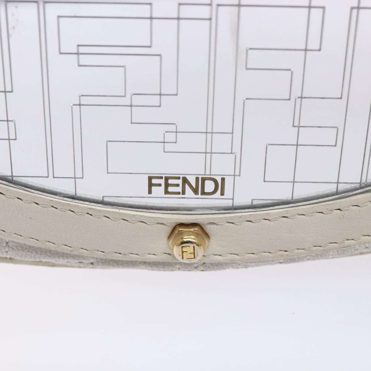 FENDI Zucca Canvas Hand Bag White Gold Auth 134574