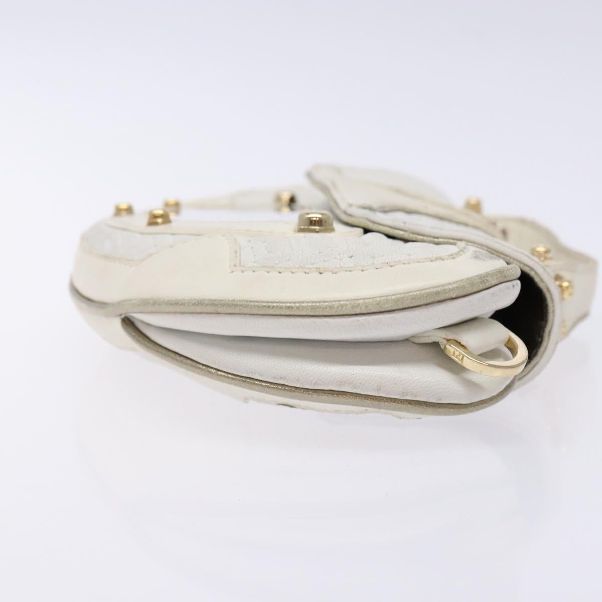 FENDI Zucca Canvas Hand Bag White Gold Auth 134574