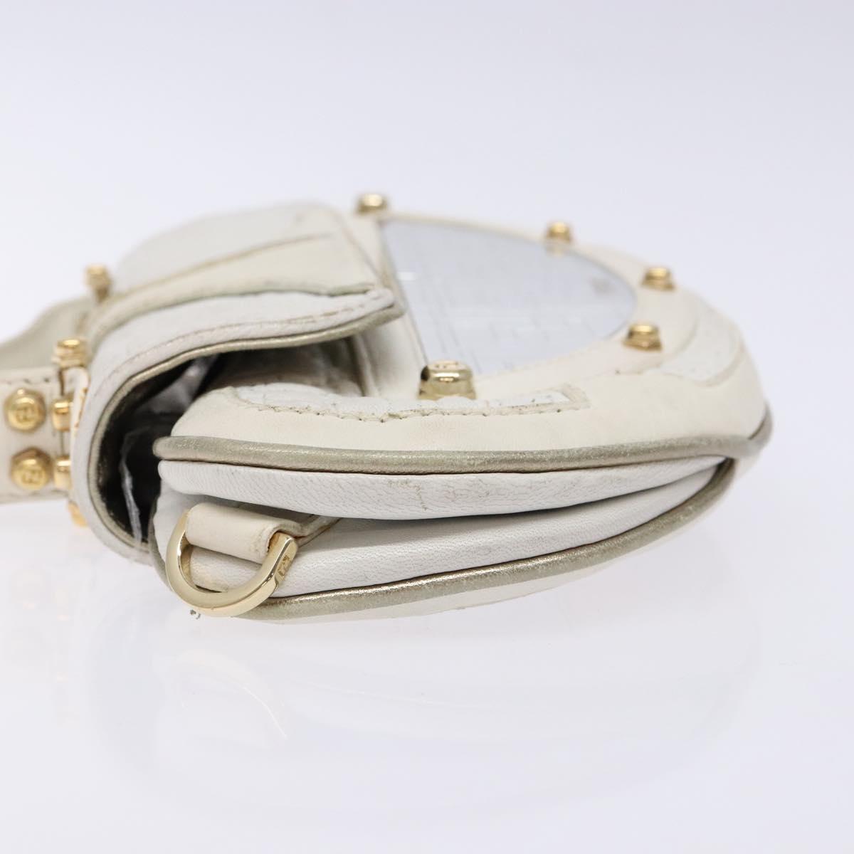 FENDI Zucca Canvas Hand Bag White Gold Auth 134574
