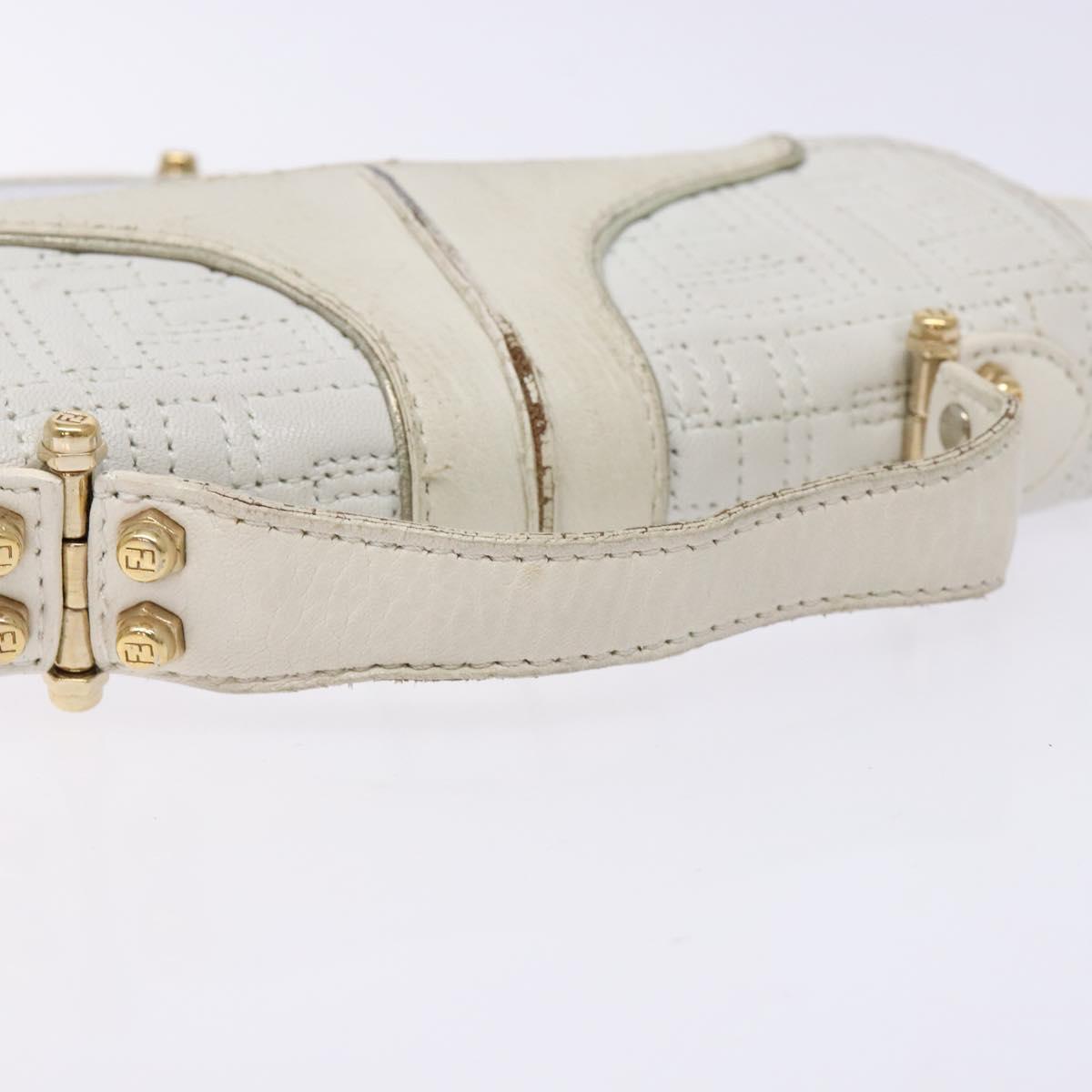 FENDI Zucca Canvas Hand Bag White Gold Auth 134574