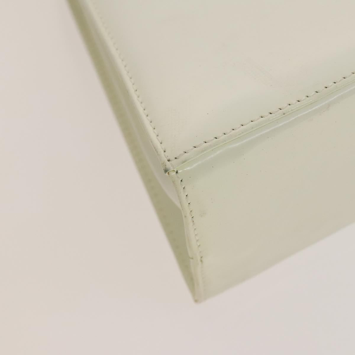 Salvatore Ferragamo Gancini Hand Bag Leather 2way White Gold Auth 134575
