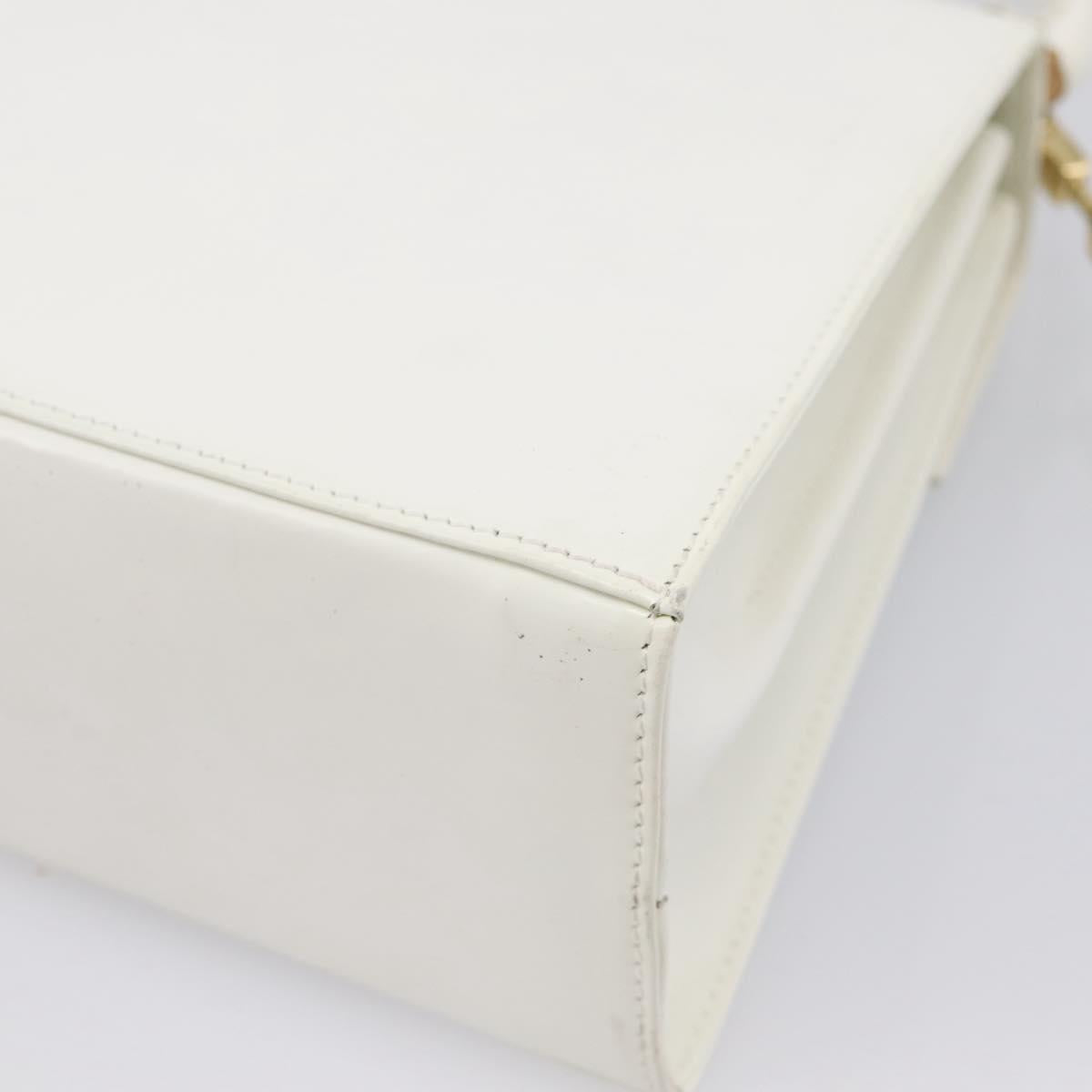 Salvatore Ferragamo Gancini Hand Bag Leather 2way White Gold Auth 134575