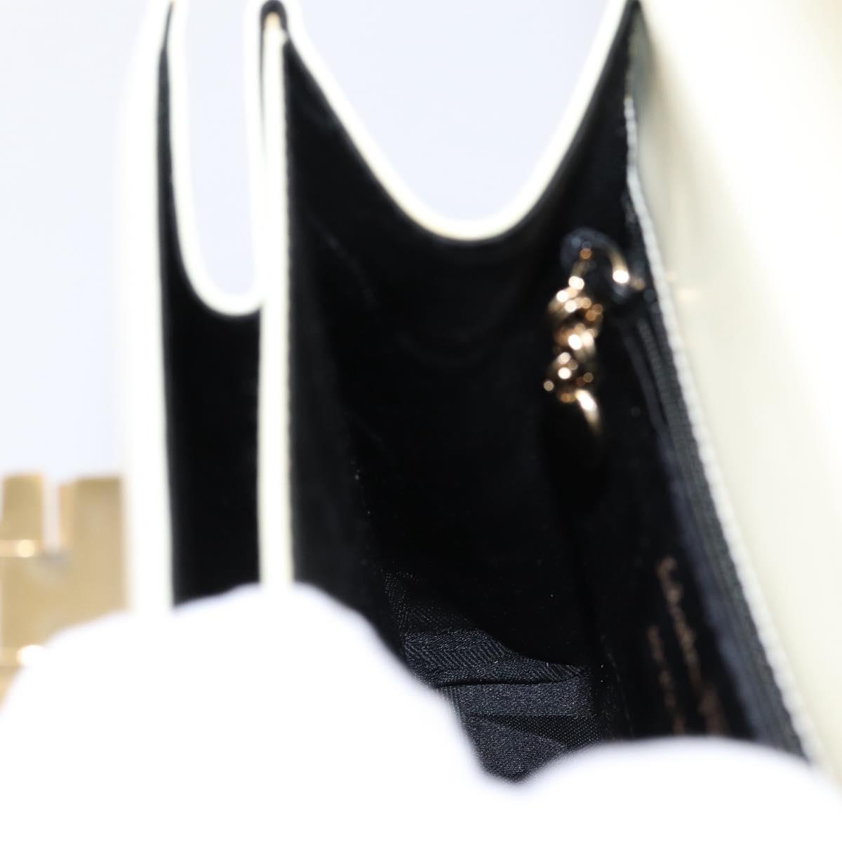 Salvatore Ferragamo Gancini Hand Bag Leather 2way White Gold Auth 134575
