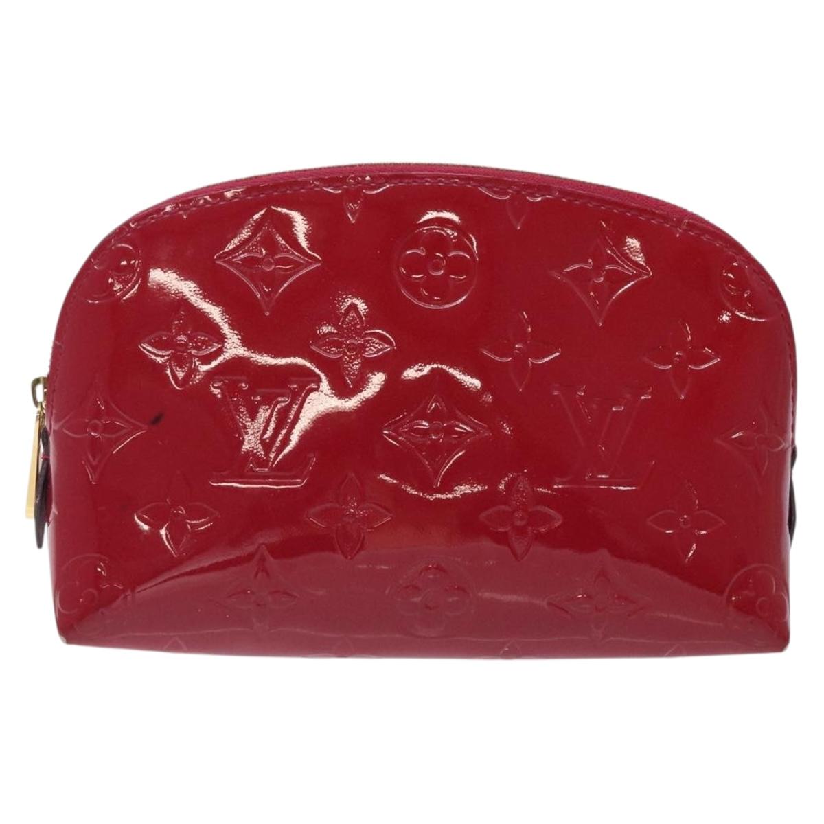 LOUIS VUITTON Monogram Vernis Pochette Cosmetic Rose Indian M90009 Auth 134589