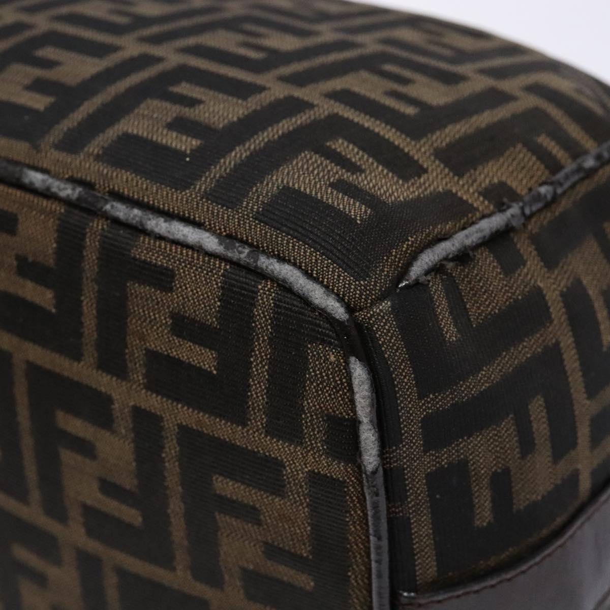 FENDI Zucca Canvas Hand Bag Black Brown Auth 134606
