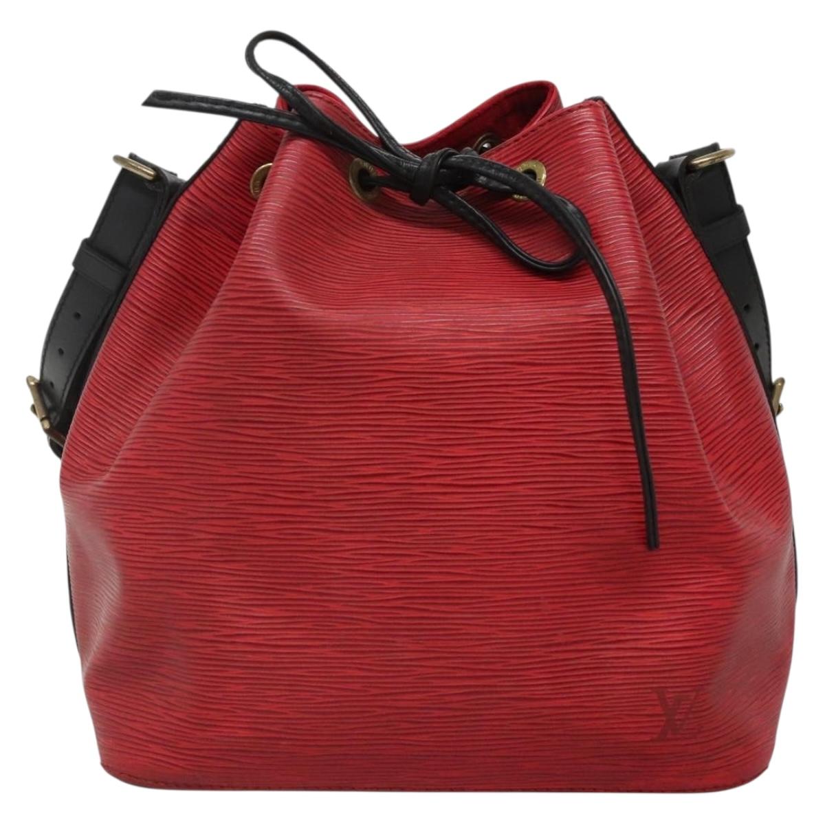 LOUIS VUITTON Epi Petit Noe Shoulder Bag Bicolor Black Red M44017 Auth 134616