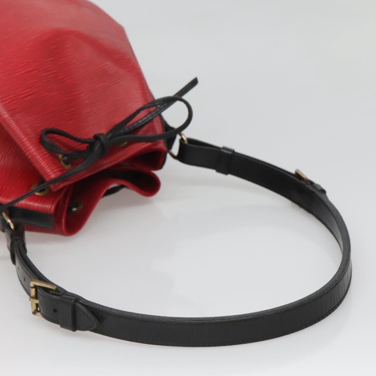 LOUIS VUITTON Epi Petit Noe Shoulder Bag Bicolor Black Red M44017 Auth 134616