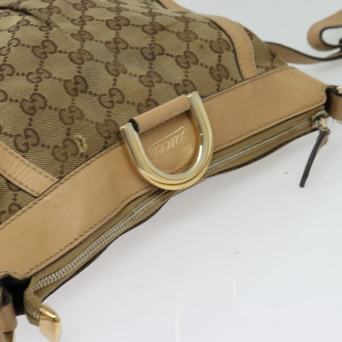 GUCCI GG Canvas Shoulder Bag Beige Gold 203257 Auth 134640