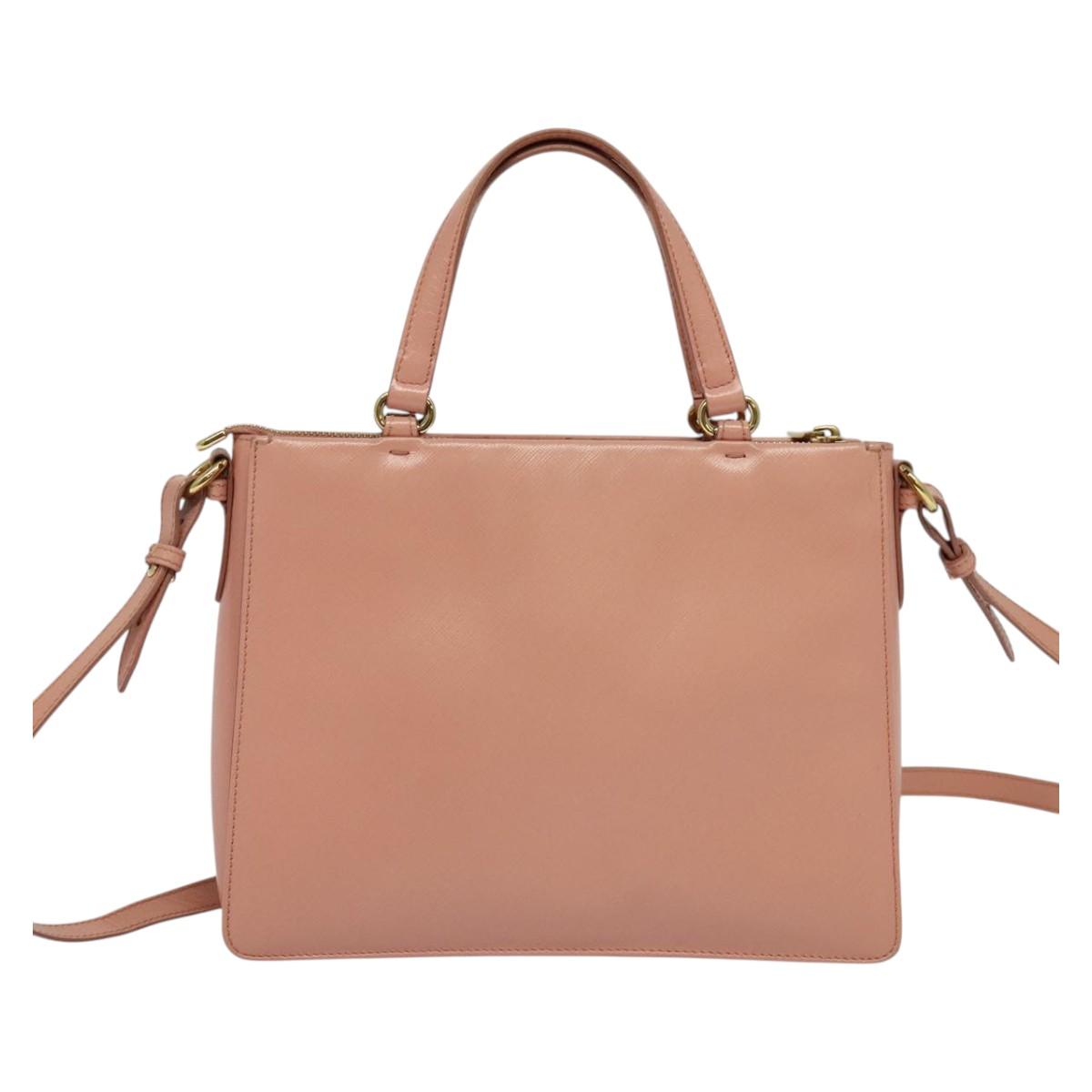 Salvatore Ferragamo Vala Hand Bag Leather 2way Pink Gold Auth 134642