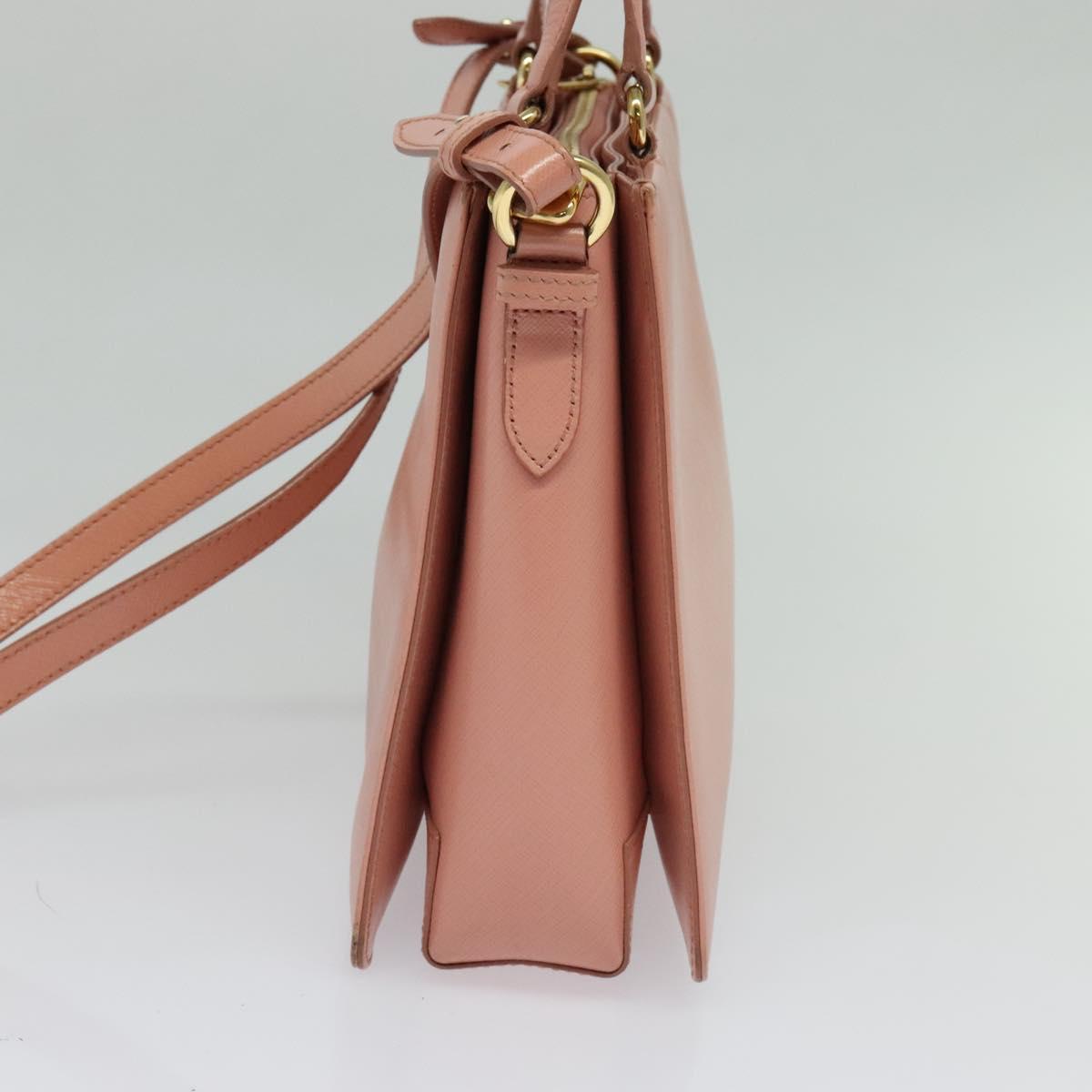 Salvatore Ferragamo Vala Hand Bag Leather 2way Pink Gold Auth 134642