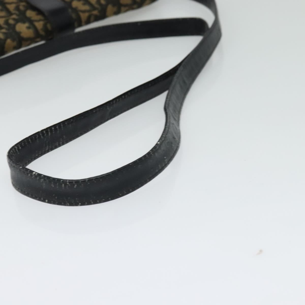 Christian Dior Trotter Canvas Shoulder Bag Navy Gold Auth 134643