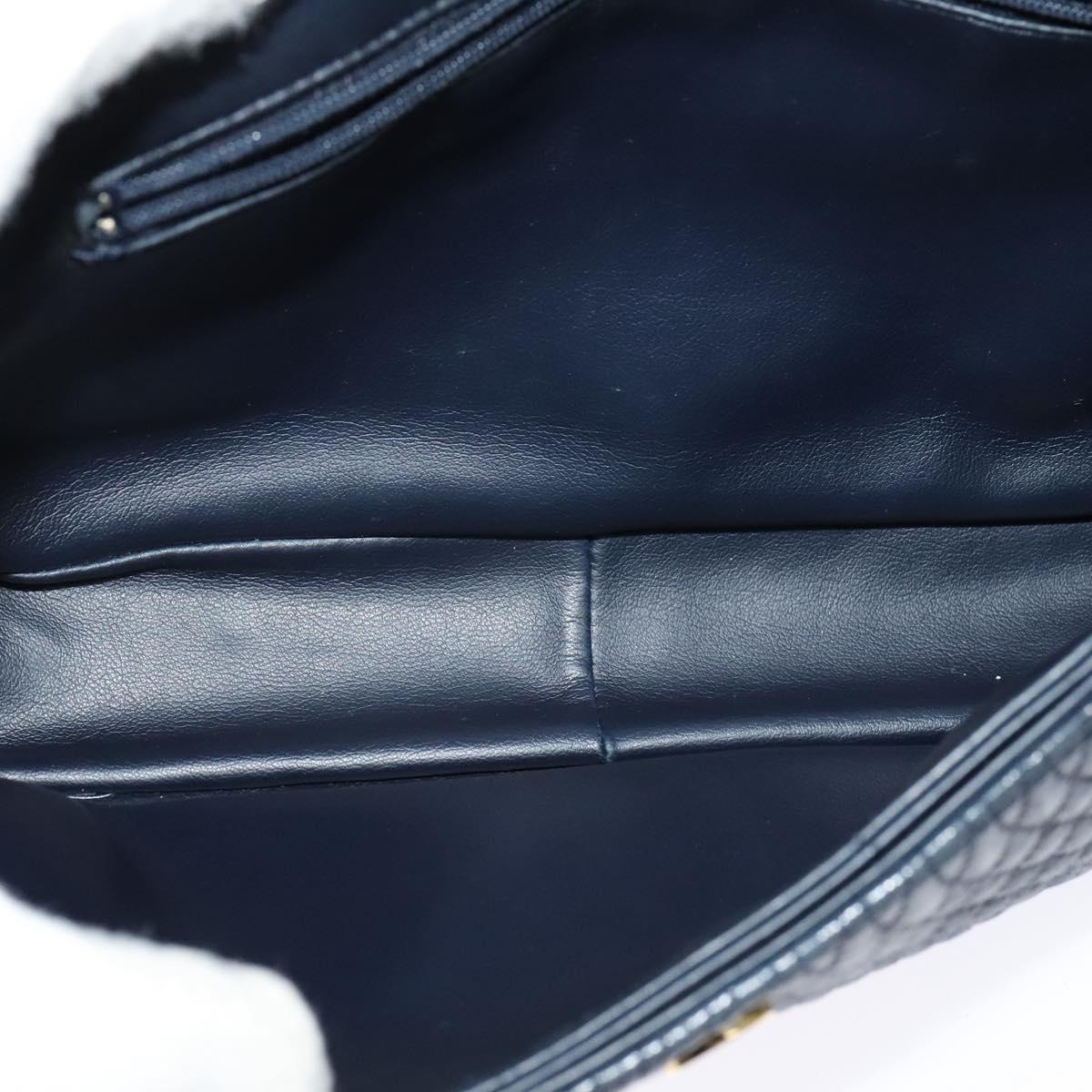 BALLY Chain Shoulder Bag Leather Navy Gold Auth 134645