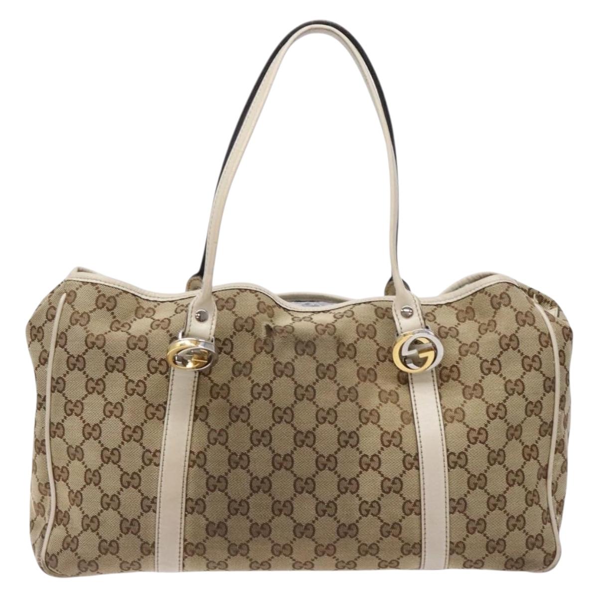 GUCCI GG Canvas Tote Bag Beige Gold 232957 Auth 134674