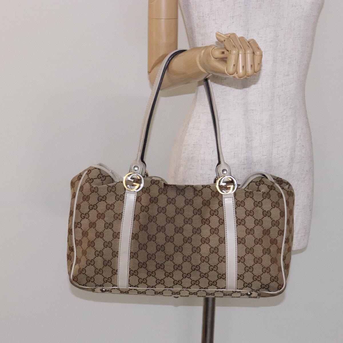GUCCI GG Canvas Tote Bag Beige Gold 232957 Auth 134674
