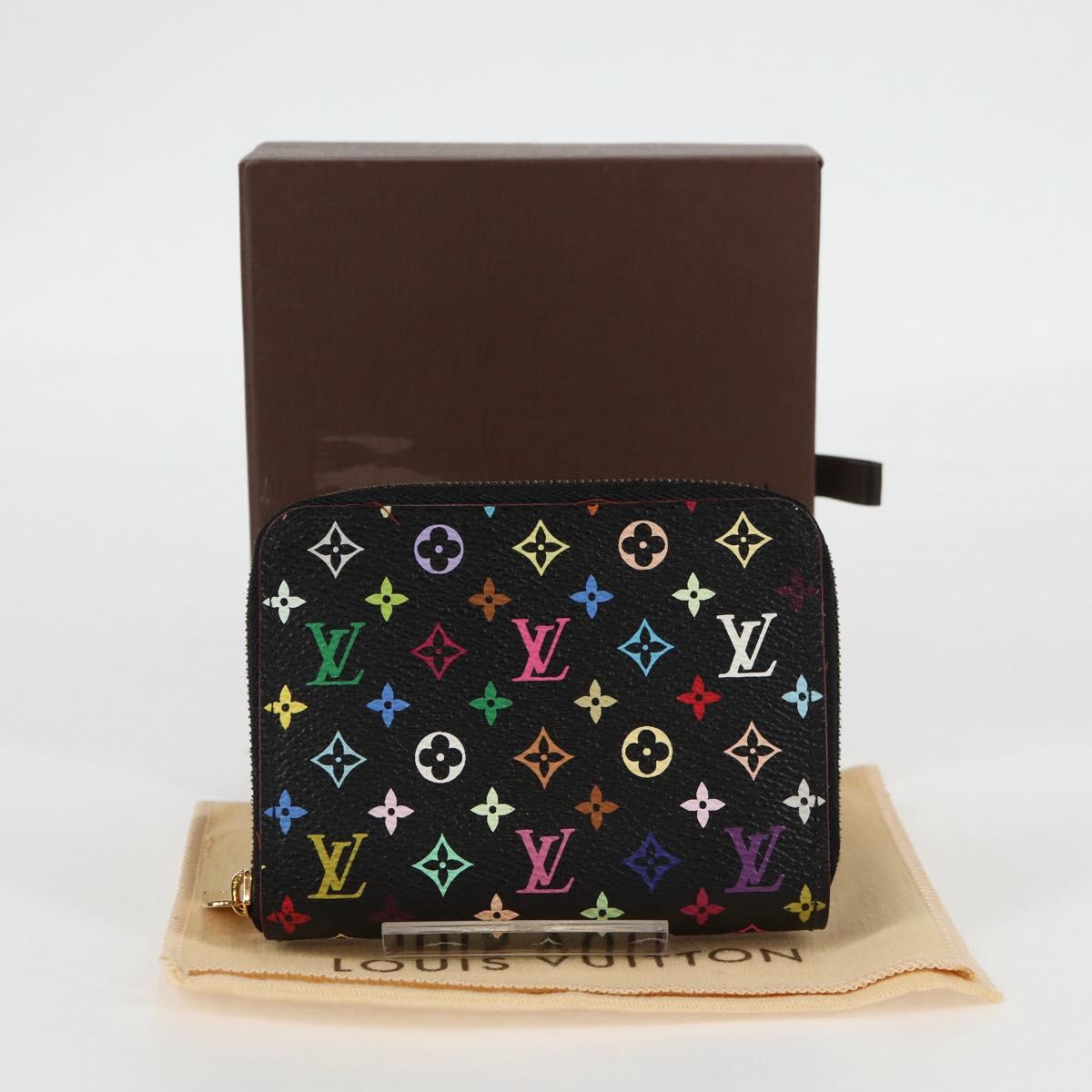 LOUIS VUITTON Monogram Multicolor Zippy Coin Purse Black M93740 LV Auth 134682V