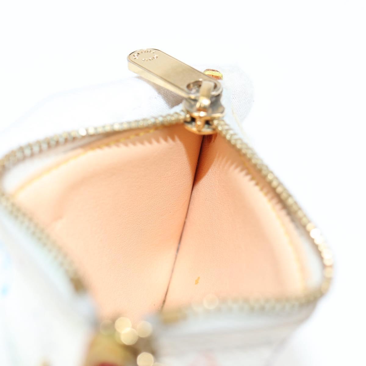 LOUIS VUITTON Multicolor Pochette Cles Coin Purse White M92655 LV Auth 134684V