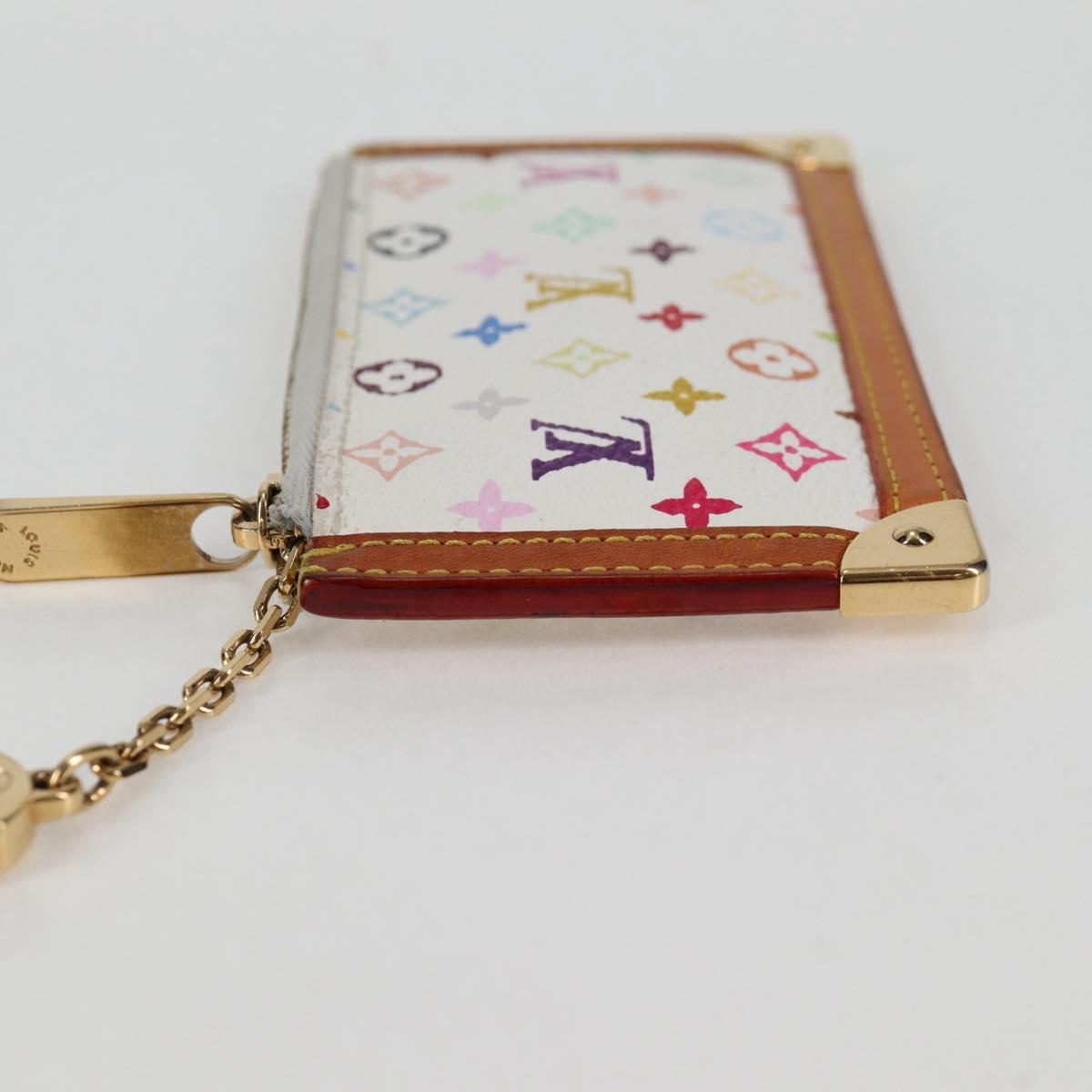 LOUIS VUITTON Multicolor Pochette Cles Coin Purse White M92655 LV Auth 134684V