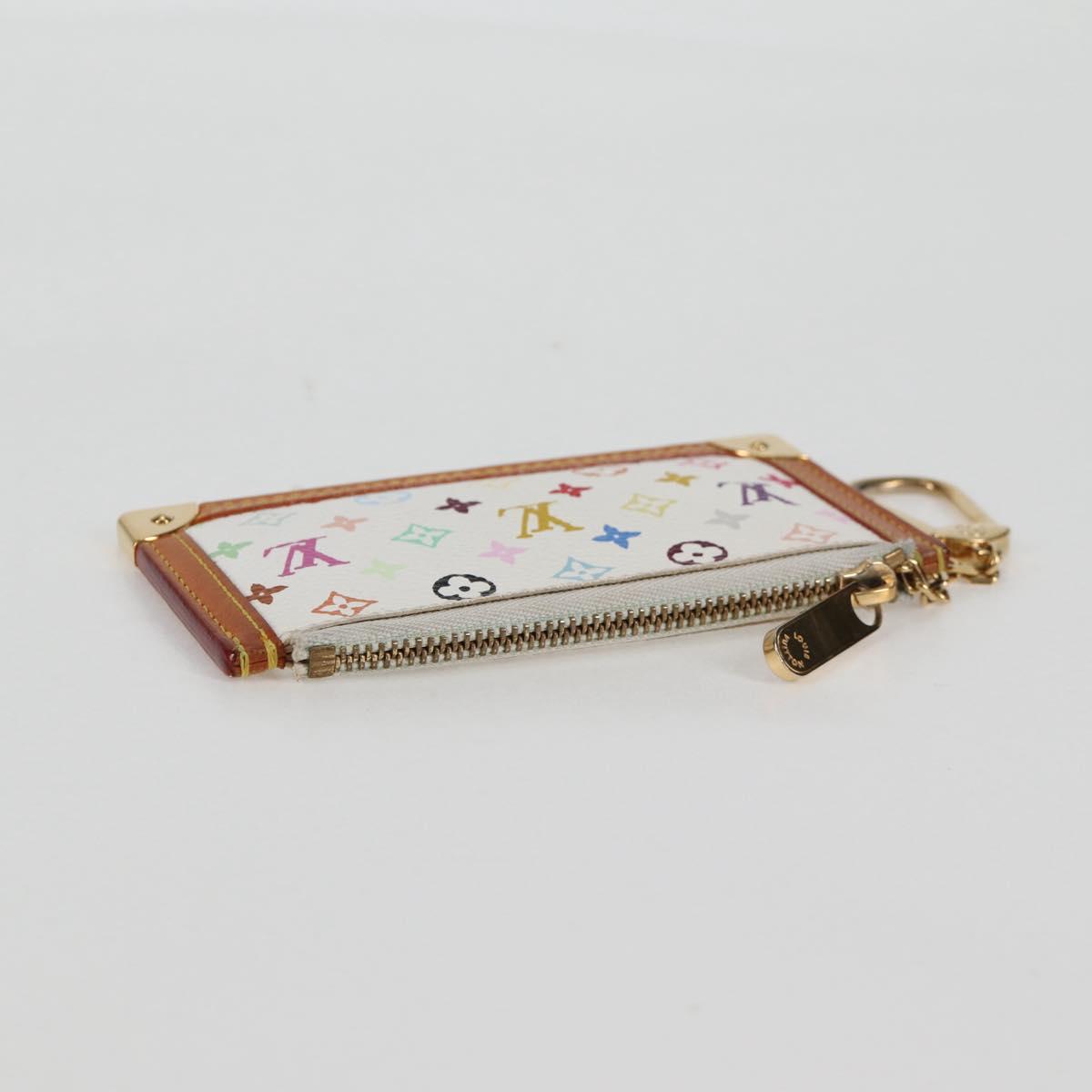 LOUIS VUITTON Multicolor Pochette Cles Coin Purse White M92655 LV Auth 134684V