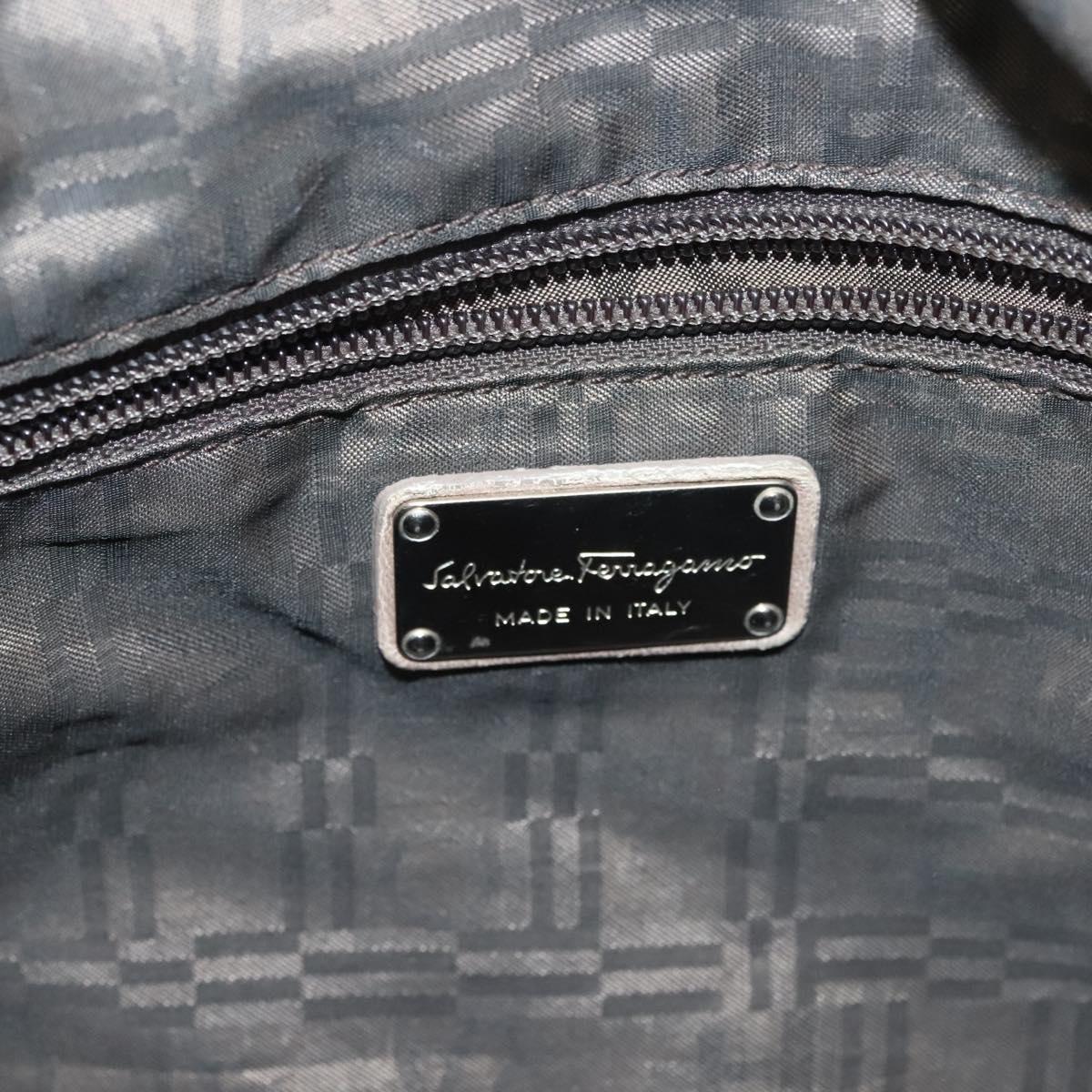 Salvatore Ferragamo Gancini Hand Bag Leather 2way Purple Silver Auth 134695