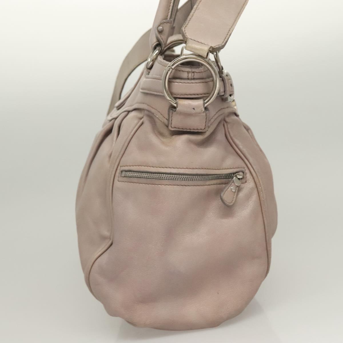 Salvatore Ferragamo Gancini Hand Bag Leather 2way Purple Silver Auth 134695