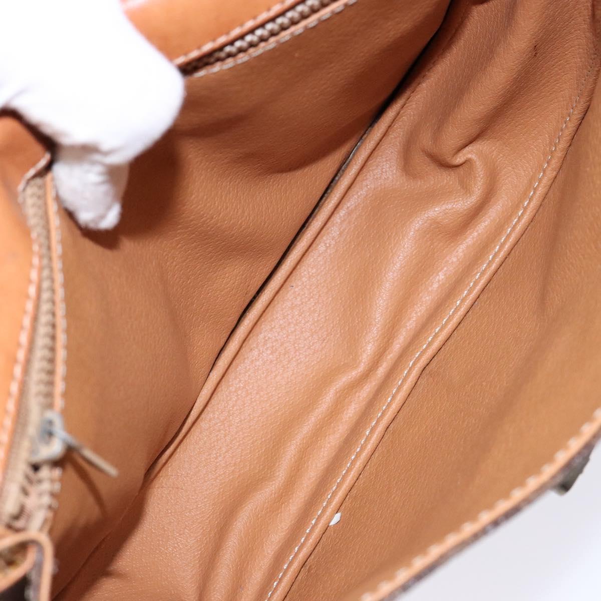 CELINE Macadam Canvas Hand Bag PVC Leather 2way Brown Gold Auth 134727