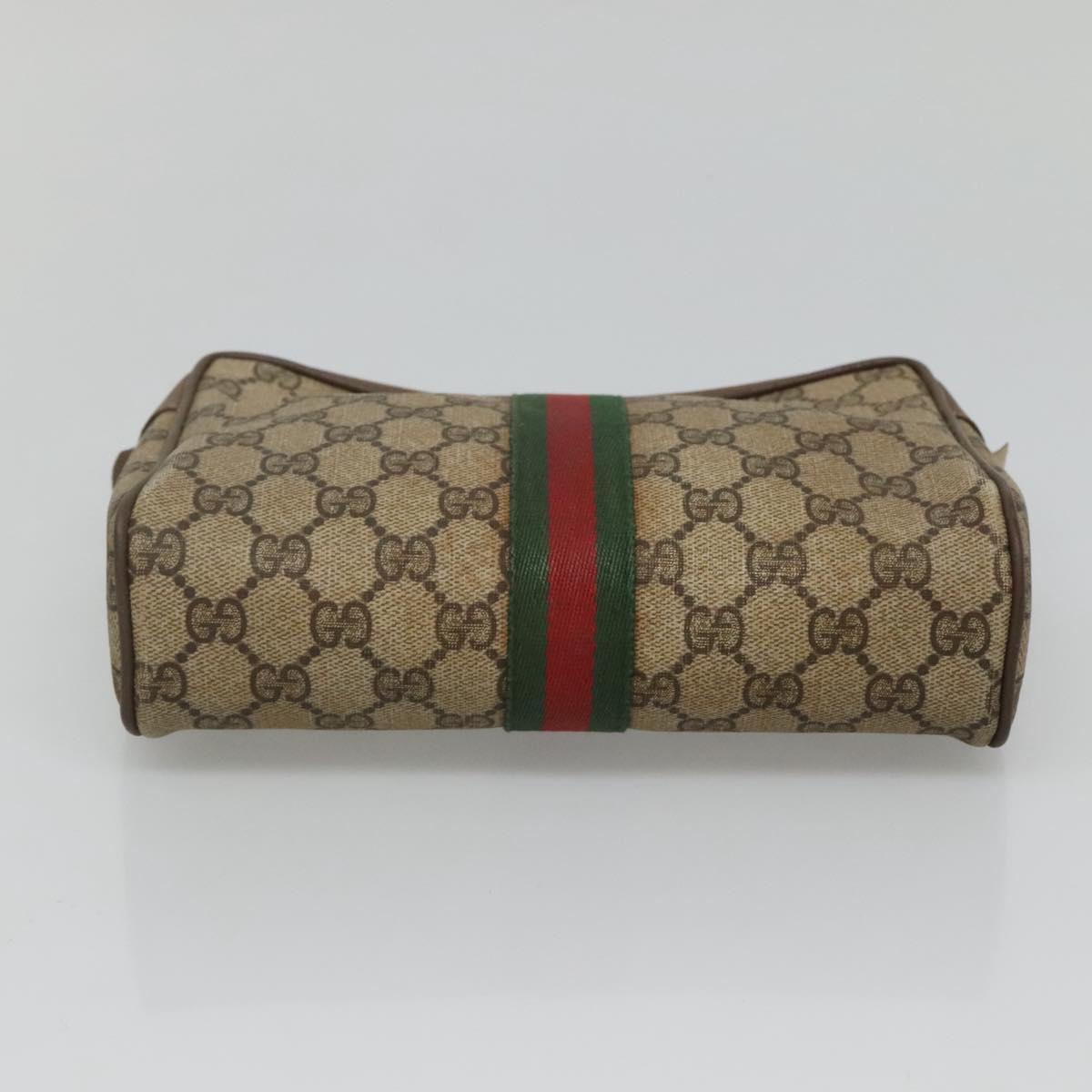 GUCCI GG Supreme Web Sherry Line Bag PVC Beige Brown 89 01 012 Auth 134730