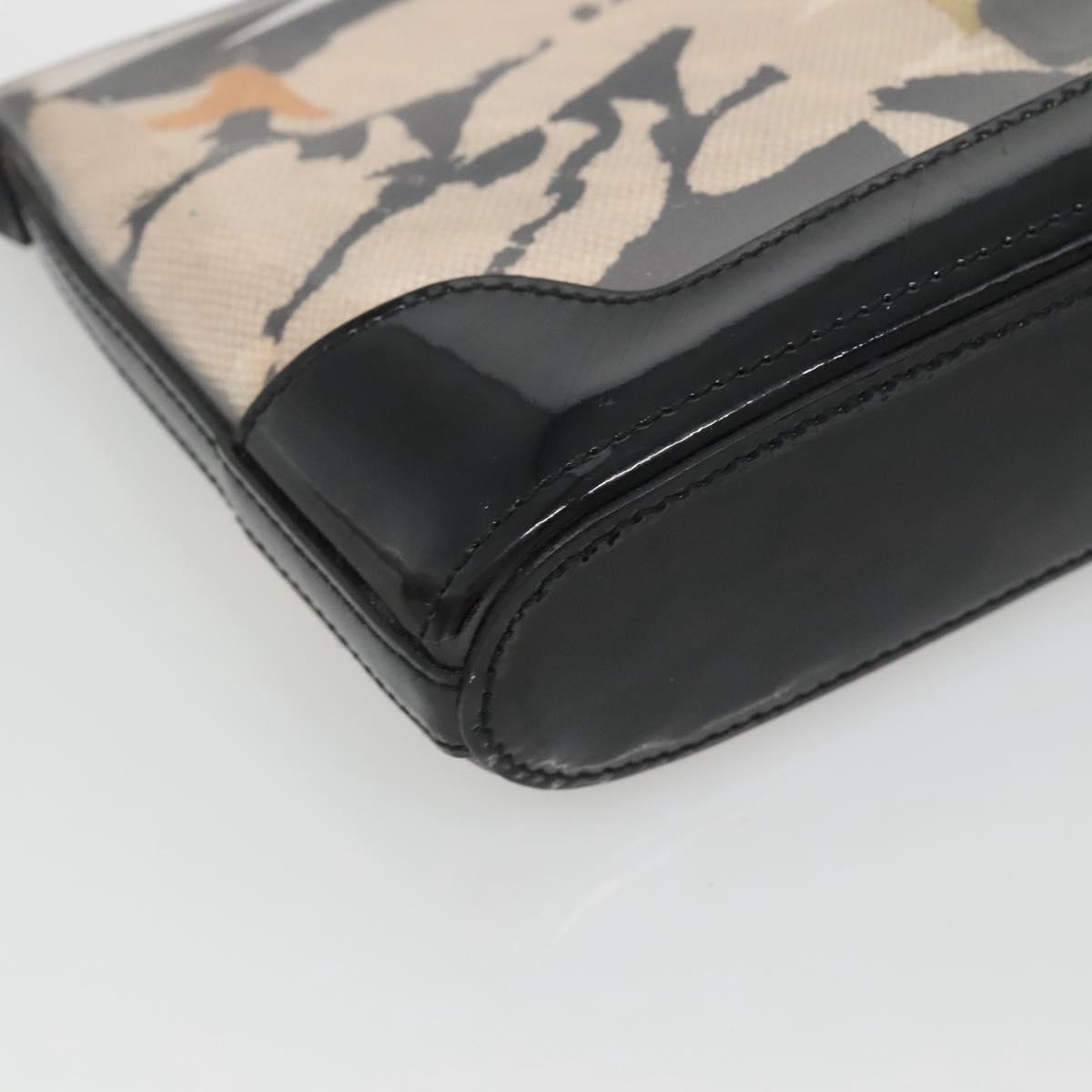 Salvatore Ferragamo Gancini Shoulder Bag Vinyl Black Beige Silver Auth 134739