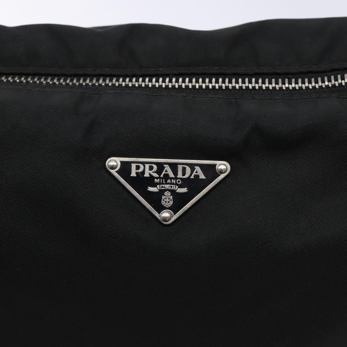 PRADA Shoulder Bag Nylon Leather Black Silver Auth 134740