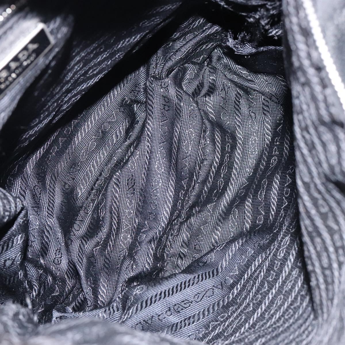 PRADA Shoulder Bag Nylon Leather Black Silver Auth 134740