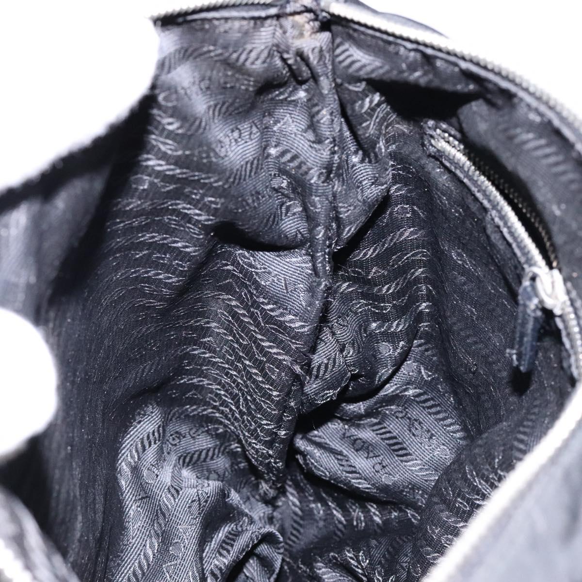 PRADA Shoulder Bag Nylon Leather Black Silver Auth 134740