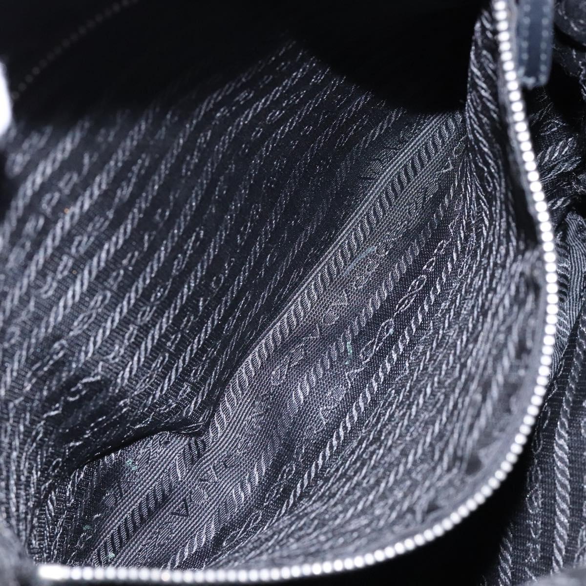PRADA Shoulder Bag Nylon Leather Black Silver Auth 134740