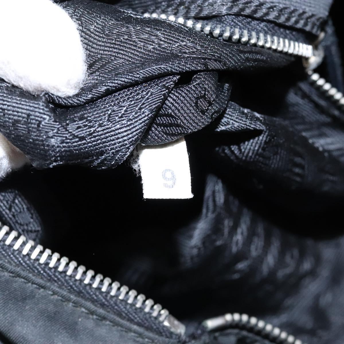 PRADA Shoulder Bag Nylon Leather Black Silver Auth 134740
