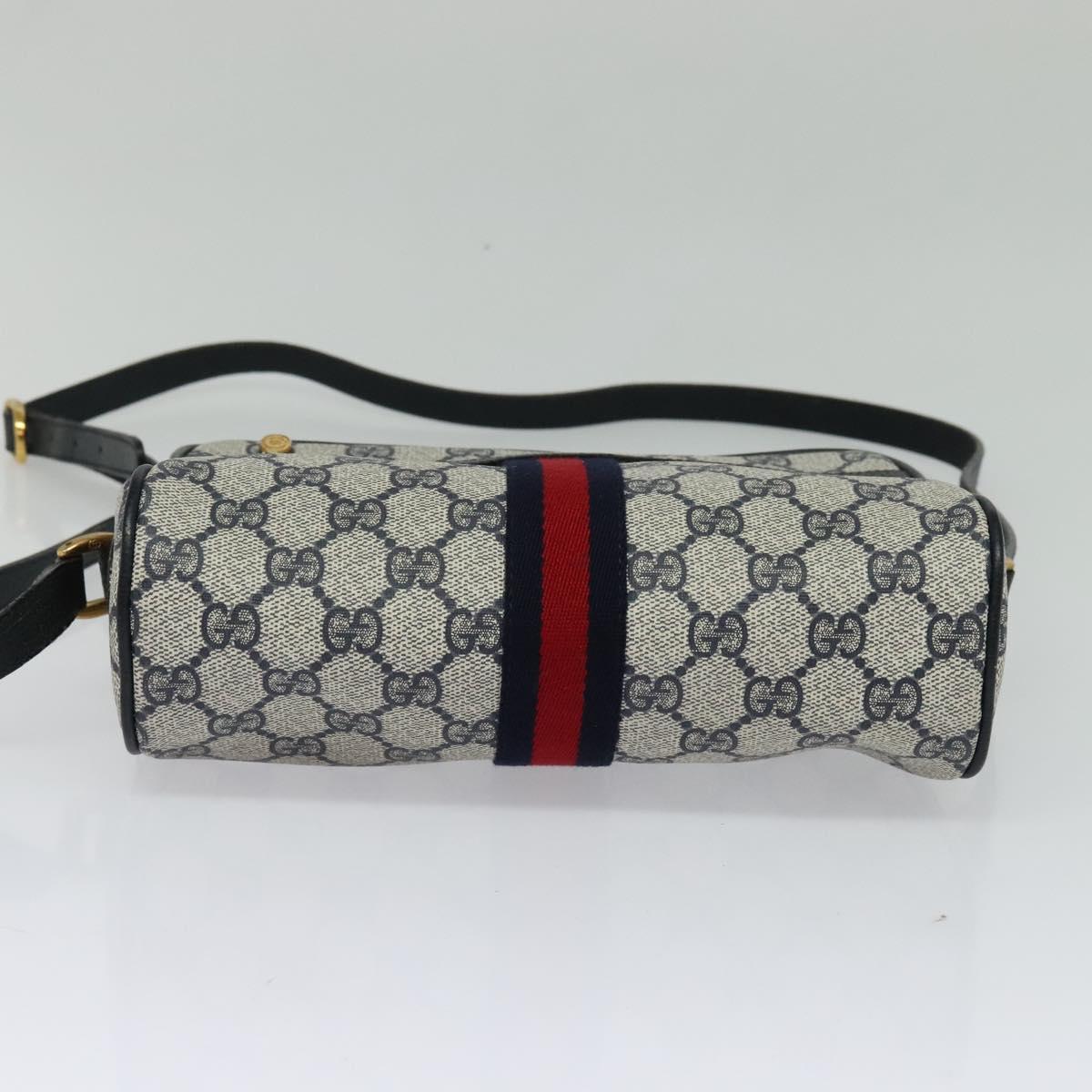 GUCCI GG Supreme Sherry Line Shoulder Bag PVC Navy Gold 68 02 004 Auth 134764