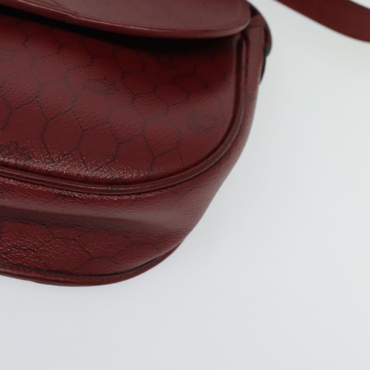 Christian Dior Honeycomb Canvas Shoulder Bag PVC Red Gold Auth 134766