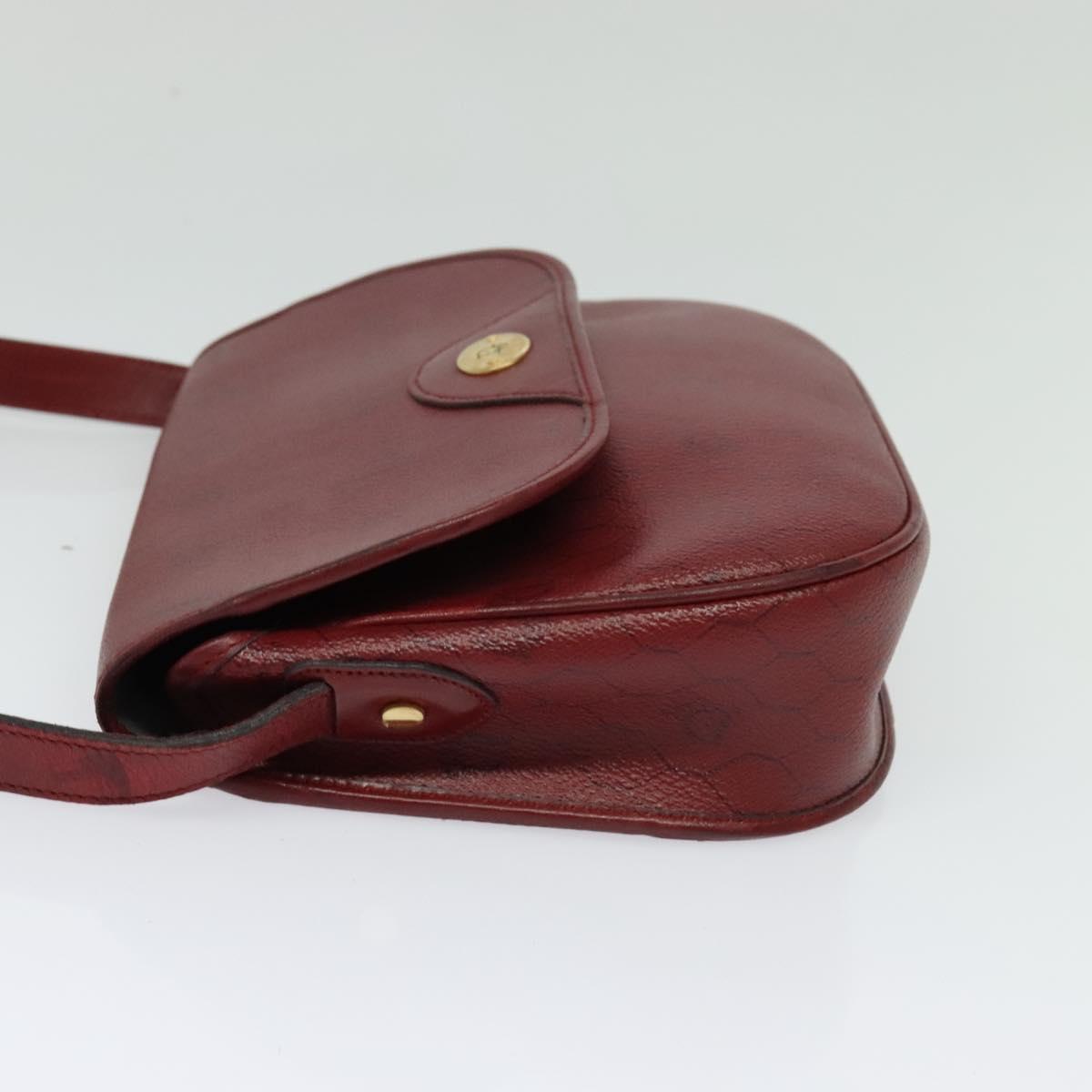 Christian Dior Honeycomb Canvas Shoulder Bag PVC Red Gold Auth 134766